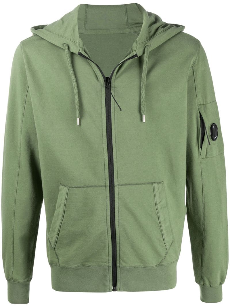 C.p. Company Zipped Long Sleeve Hoodie In Green