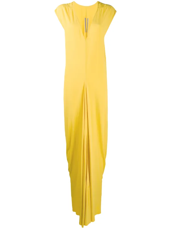 yellow draped dress