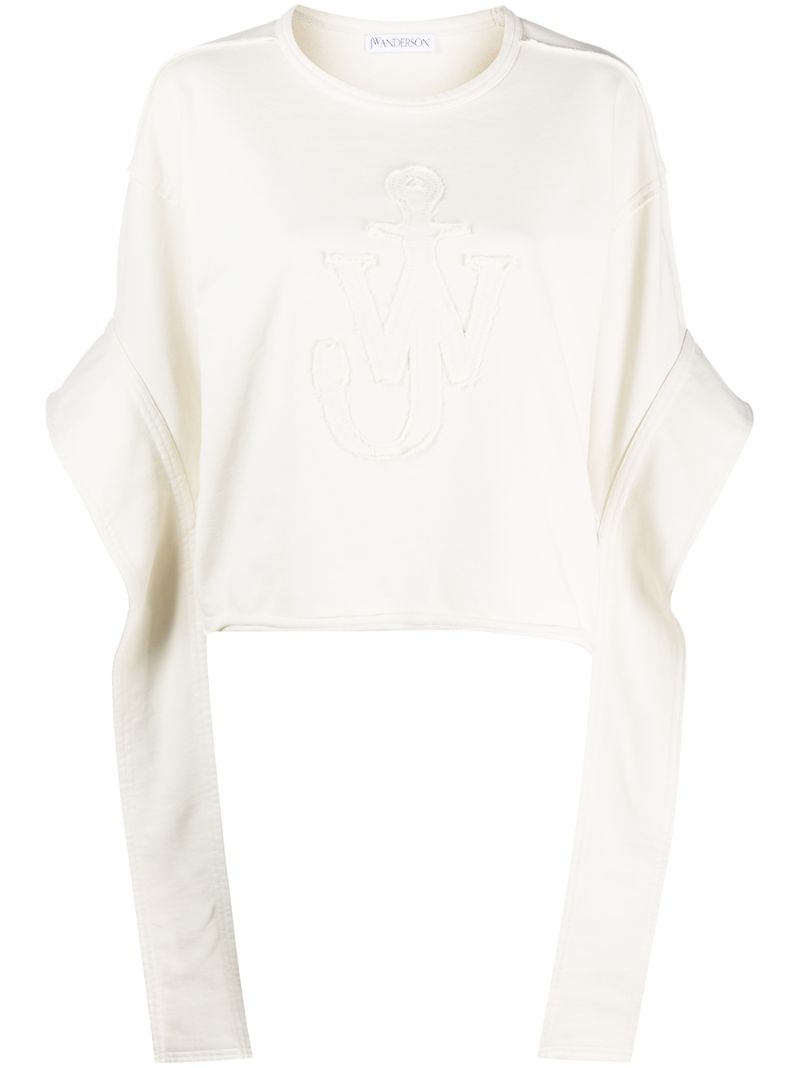 Shop Jw Anderson Anchor Elongated Sleeves Sweatshirt In Neutrals