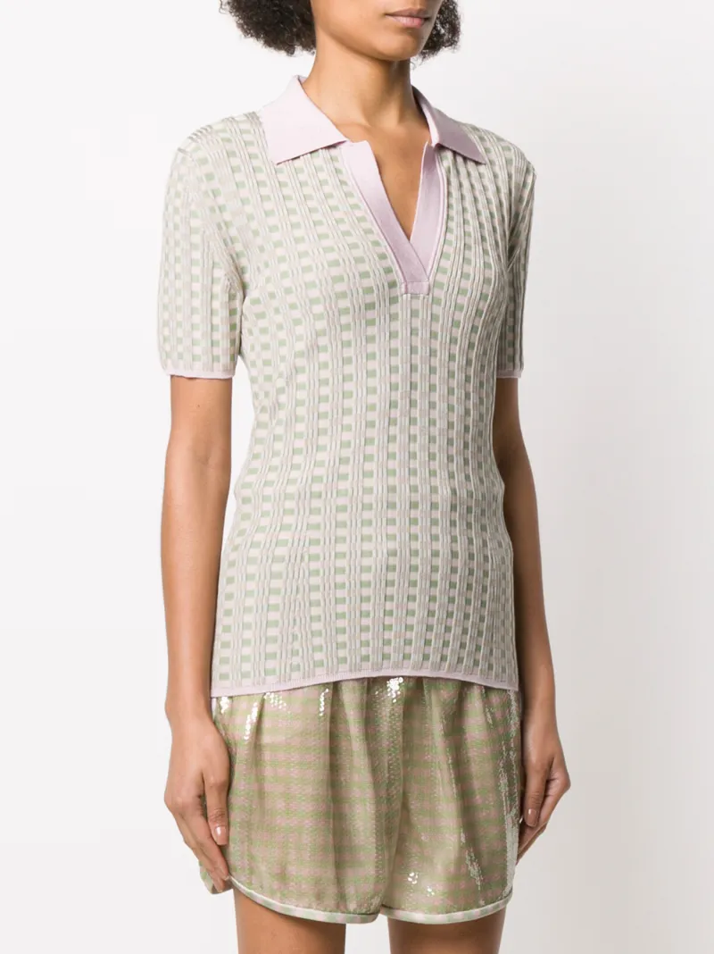 FENDI CHECK KNIT POLO TOP
