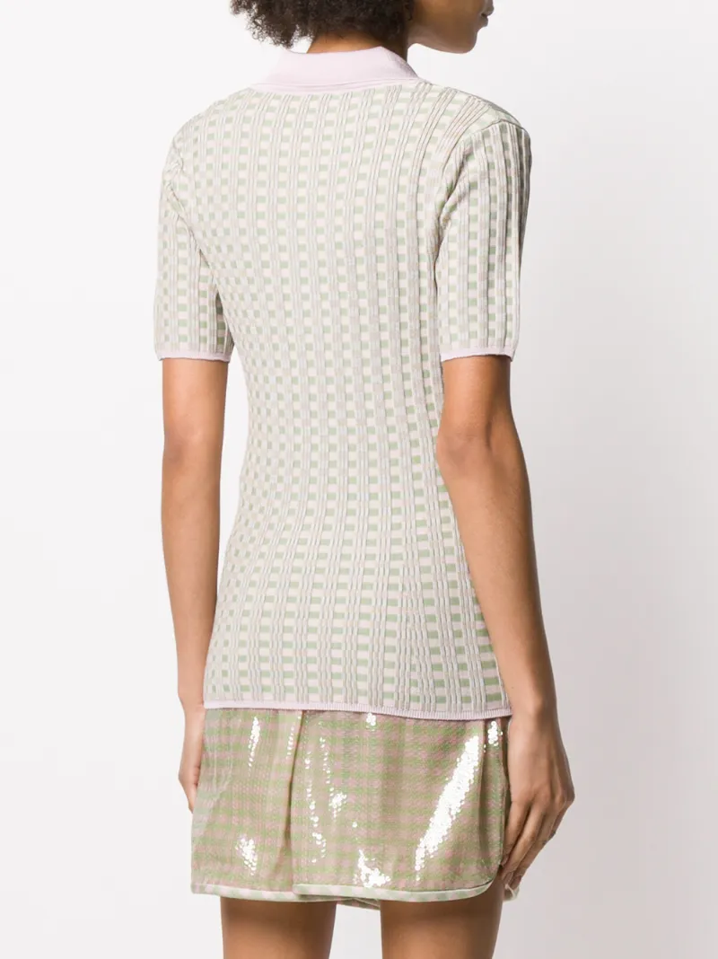 FENDI CHECK KNIT POLO TOP