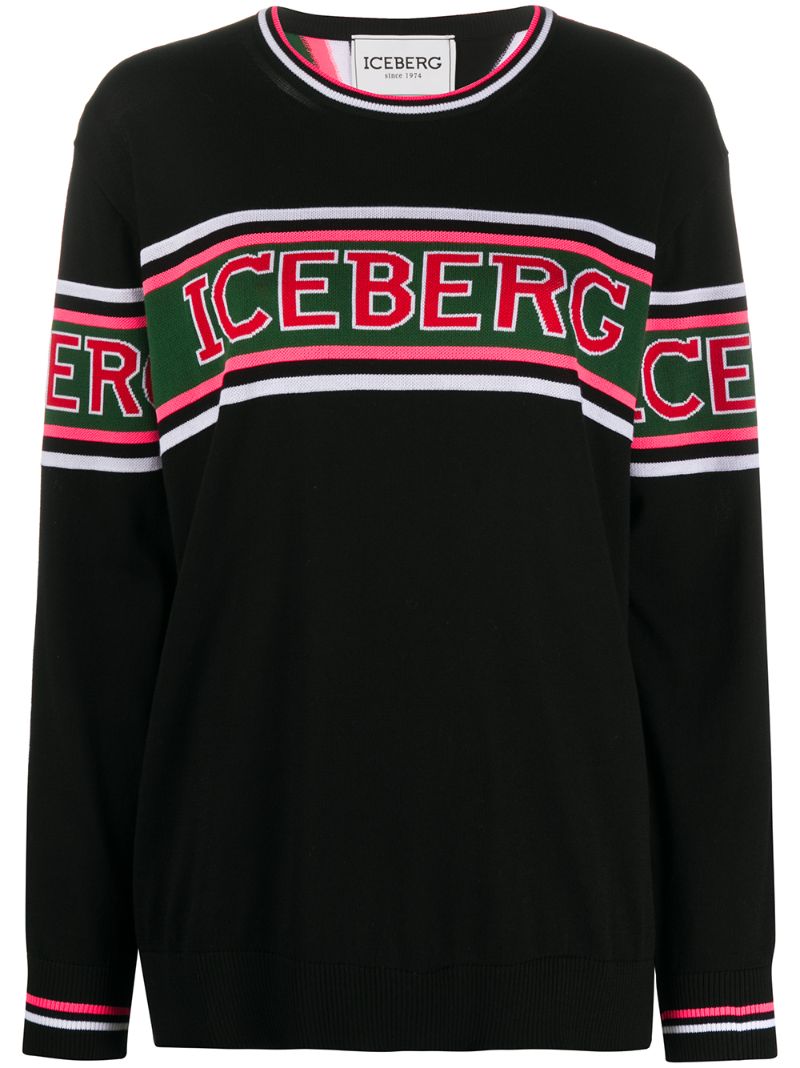 Iceberg Intarsia Knit Cardigan In Black