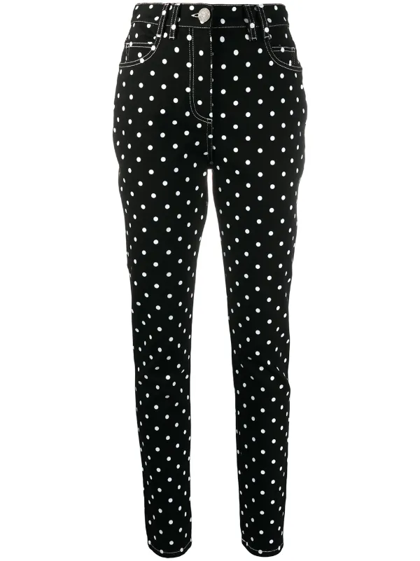 black and white polka dot jeans