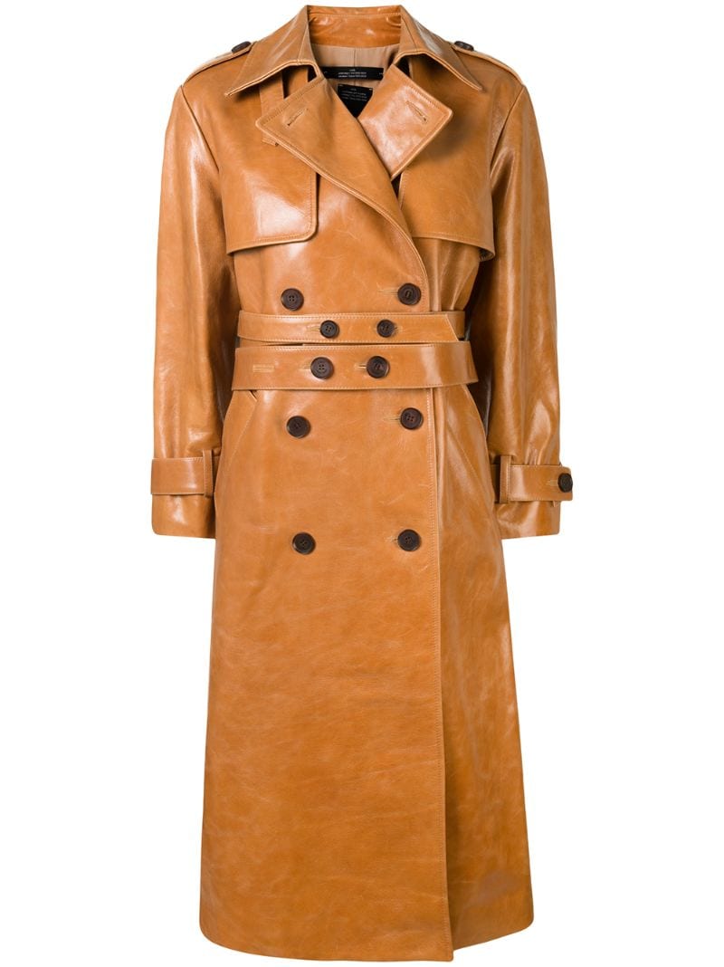 Rokh Double Breasted Trench Coat In Brown