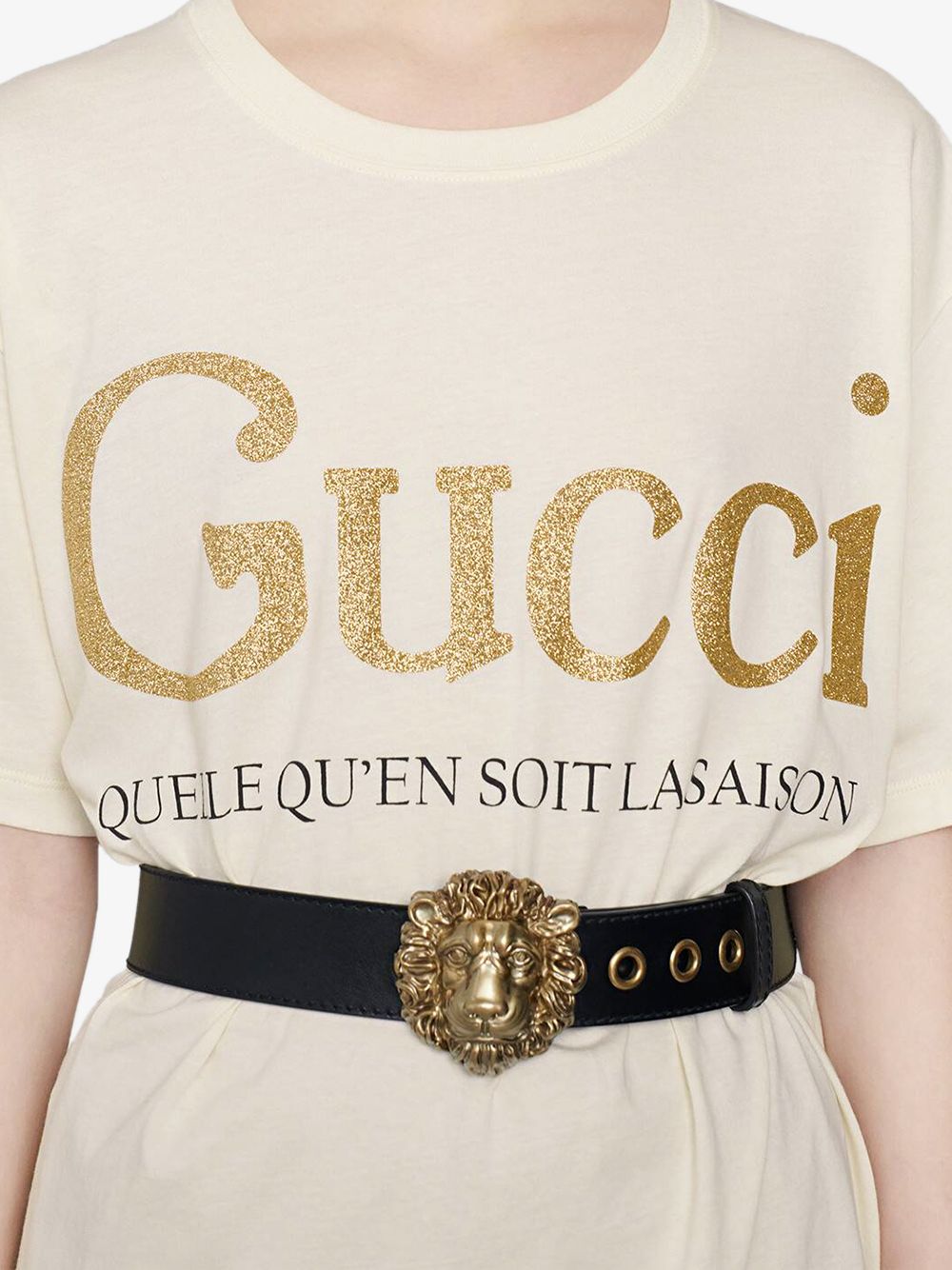 фото Gucci футболка с принтом и блестками