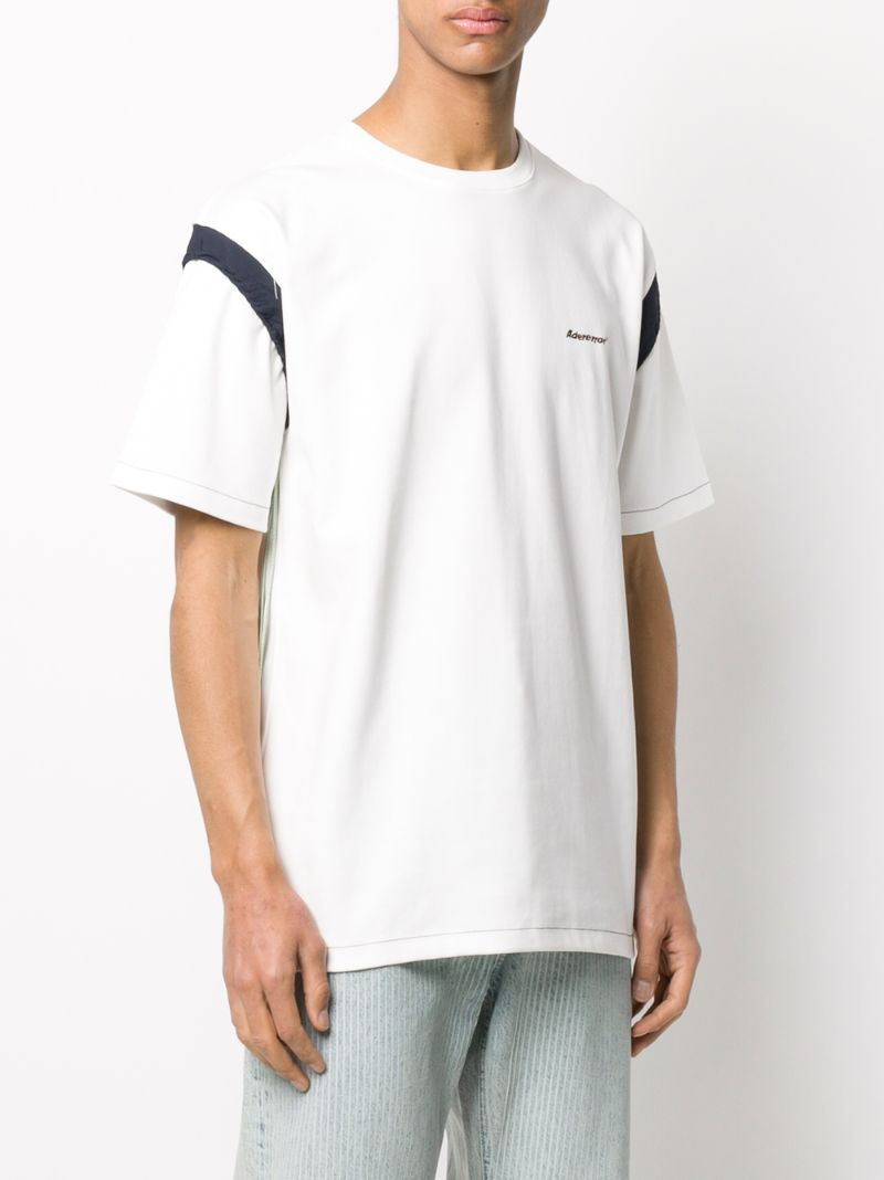 Shop Ader Error Contrasting Band Cotton T-shirt In White