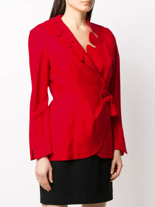Thierry Mugler Pre-Owned Scalloped Neck Wrap Jacket | Red | FARFETCH