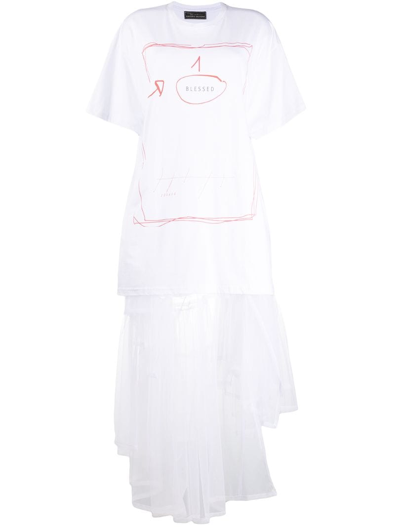 Barbara Bologna Tulle-layer T-shirt Dress In White