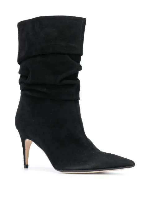 grey ruched ankle boots