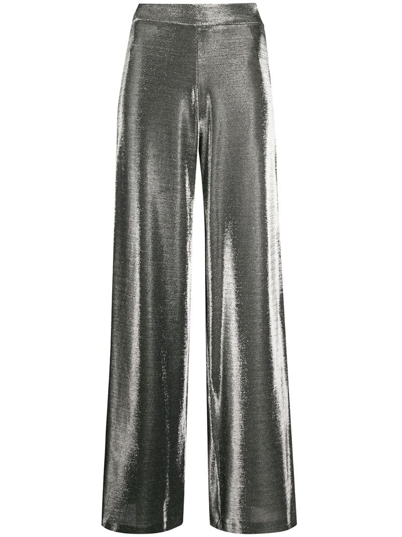 Federica Tosi Metallic Wide-leg Trousers In Silver