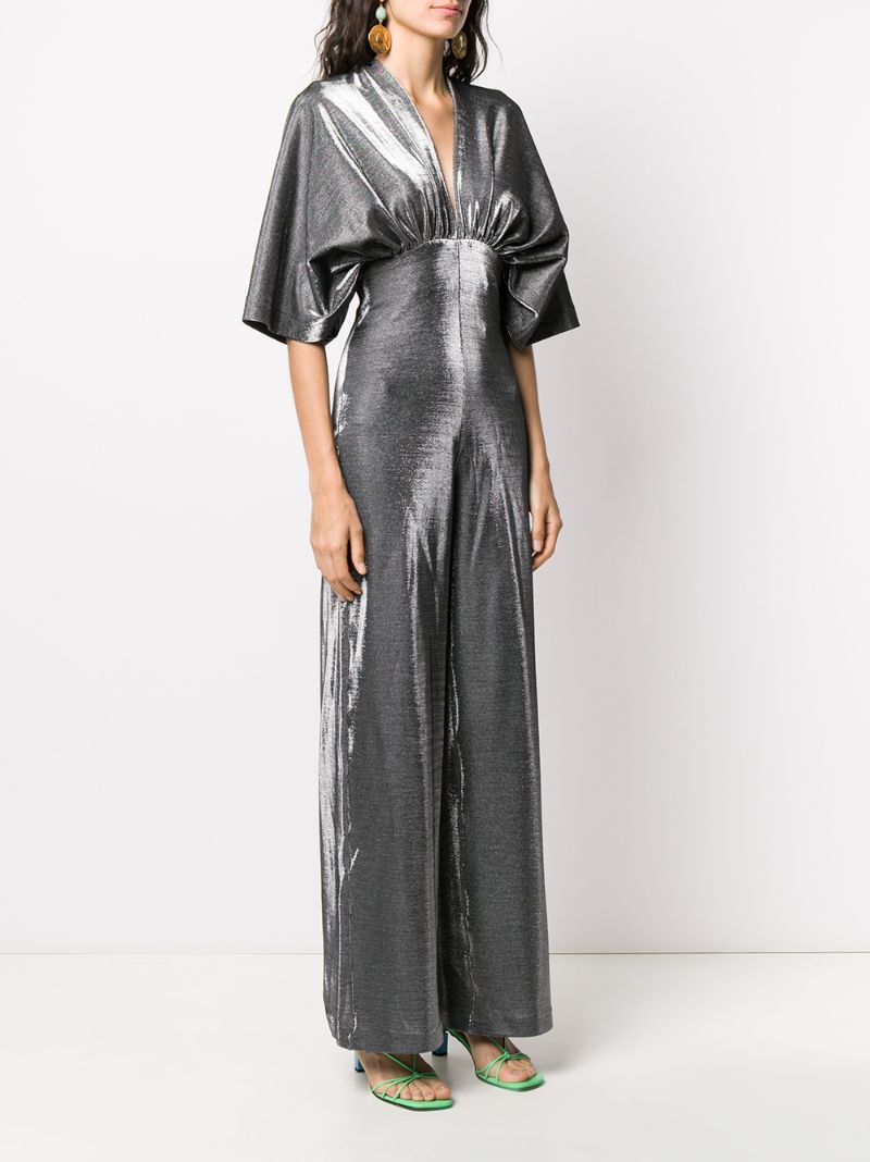 Shop Federica Tosi Metallic Jumpsuit In Silver