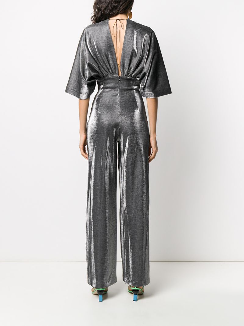 Shop Federica Tosi Metallic Jumpsuit In Silver