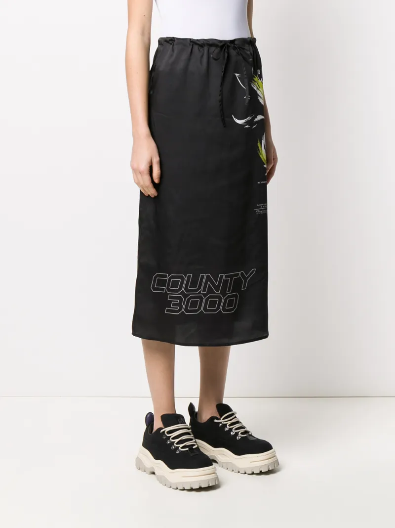 Marcelo Burlon County Of Milan Flower Shipping Skirt In Black