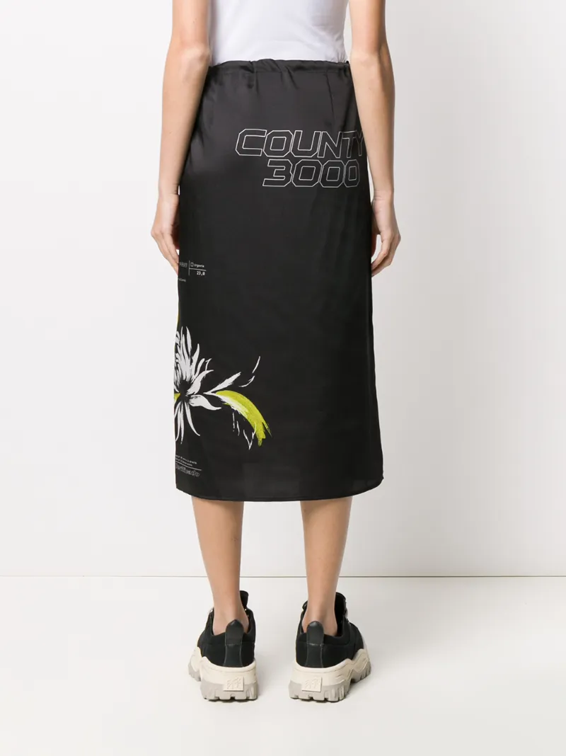 Marcelo Burlon County Of Milan Flower Shipping Skirt In Black