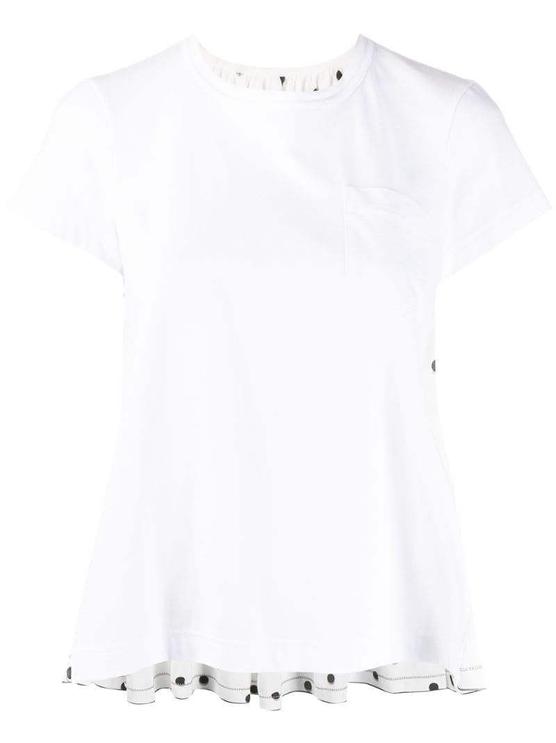 SACAI POLKA DOT PRINT FLARED T-SHIRT