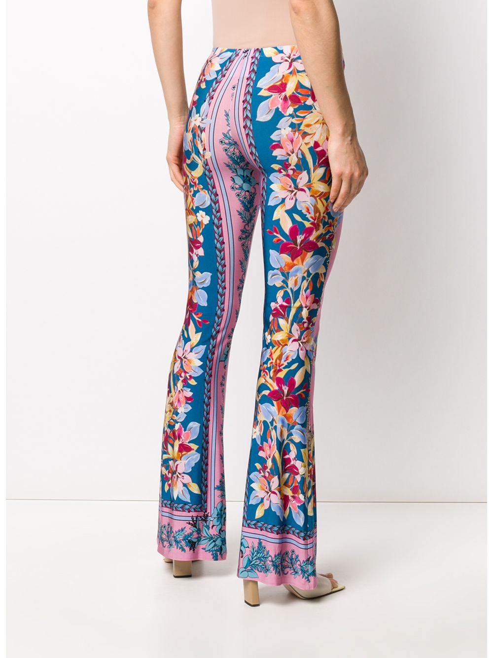 фото Black coral floral flared trousers