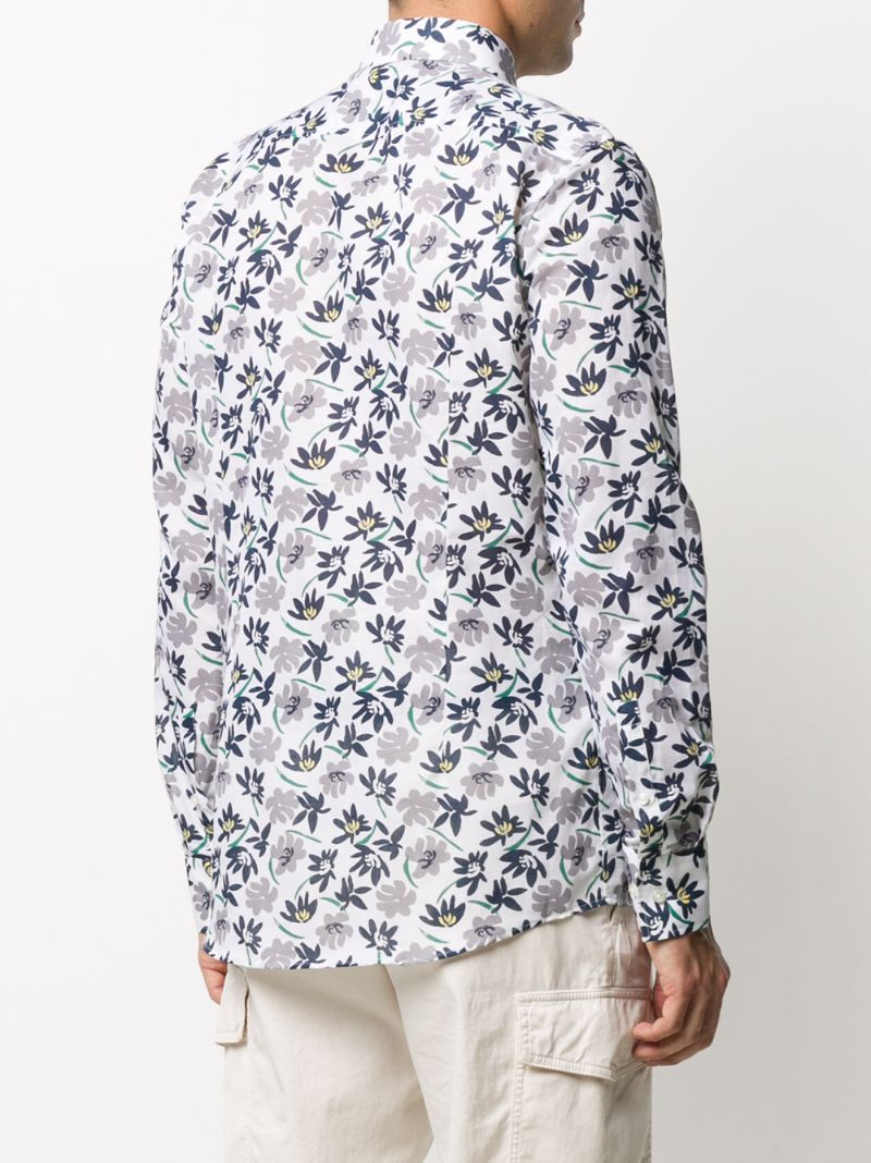 Shop Hugo Boss Floral Shirt In Neutrals