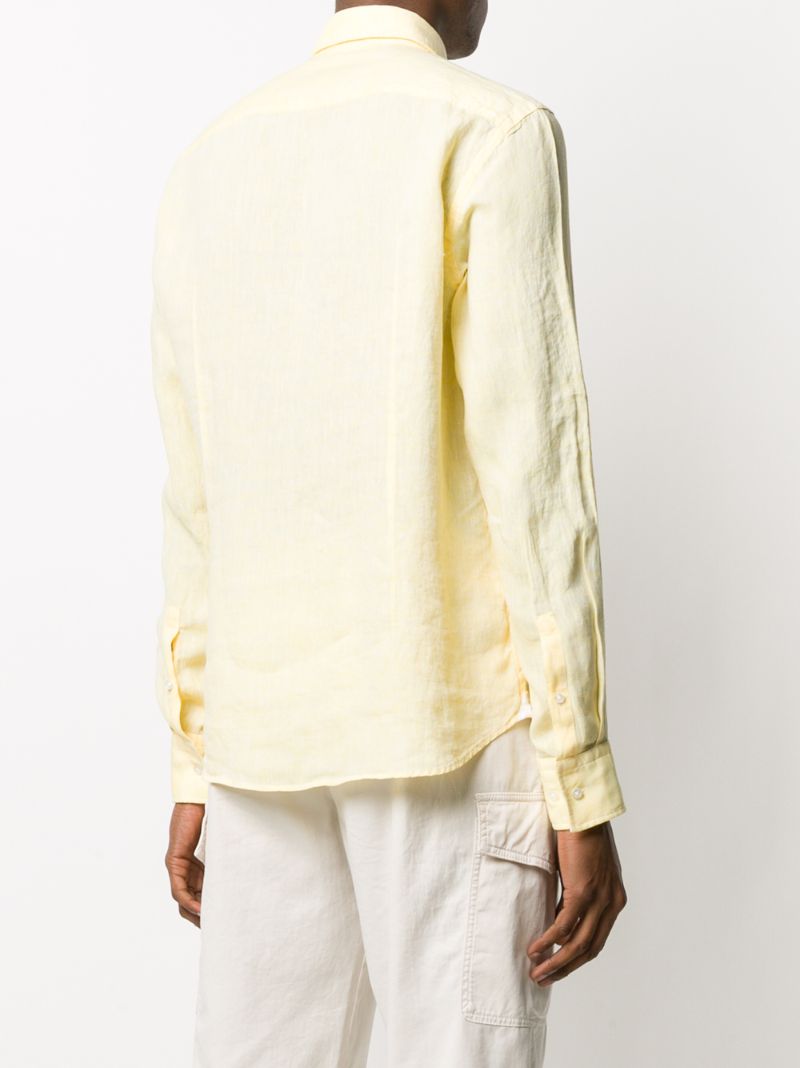Shop Hugo Boss Pointed Collar Line Shirt In Yellow