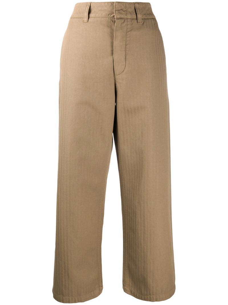 Department 5 Cropped Flared Trousers In Neutrals