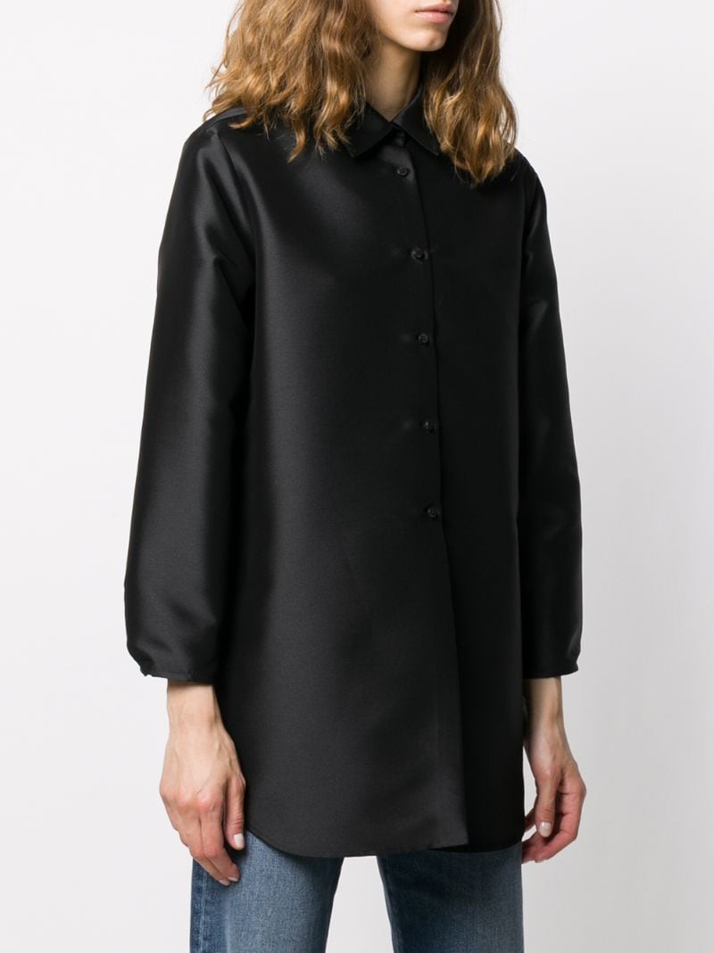 Shop Alberto Biani Vent-back Satin Shirt In Black