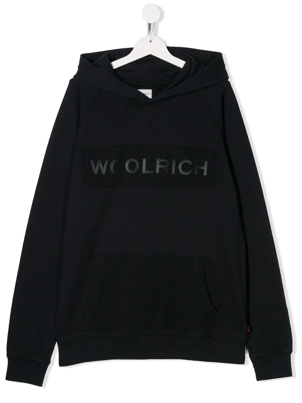 Woolrich Teen Logo Patch Front Pocket Hoodie In Blue