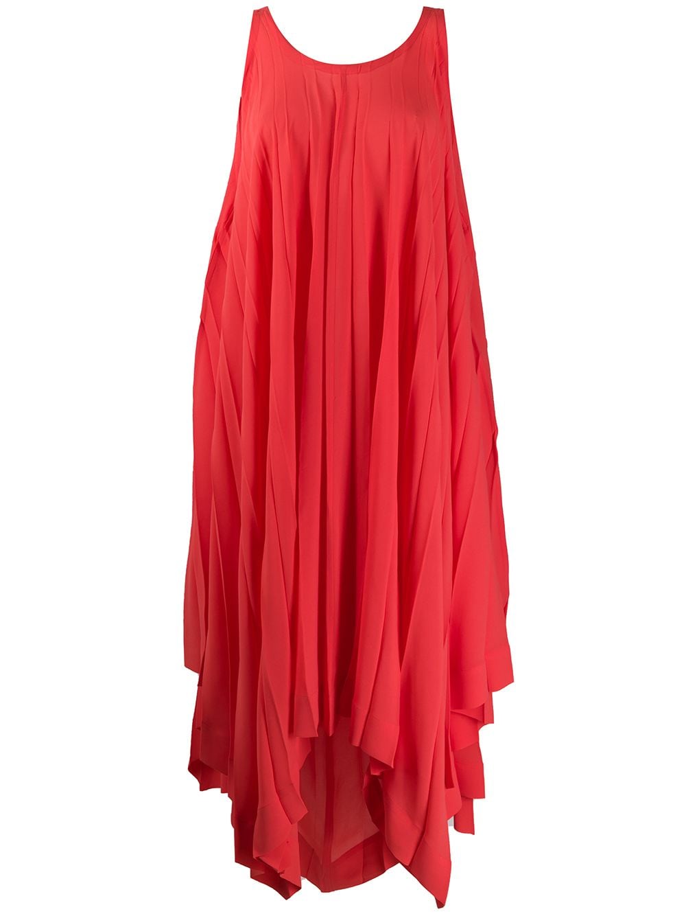 Issey Miyake Flared Pleated Midi Dress In Orange