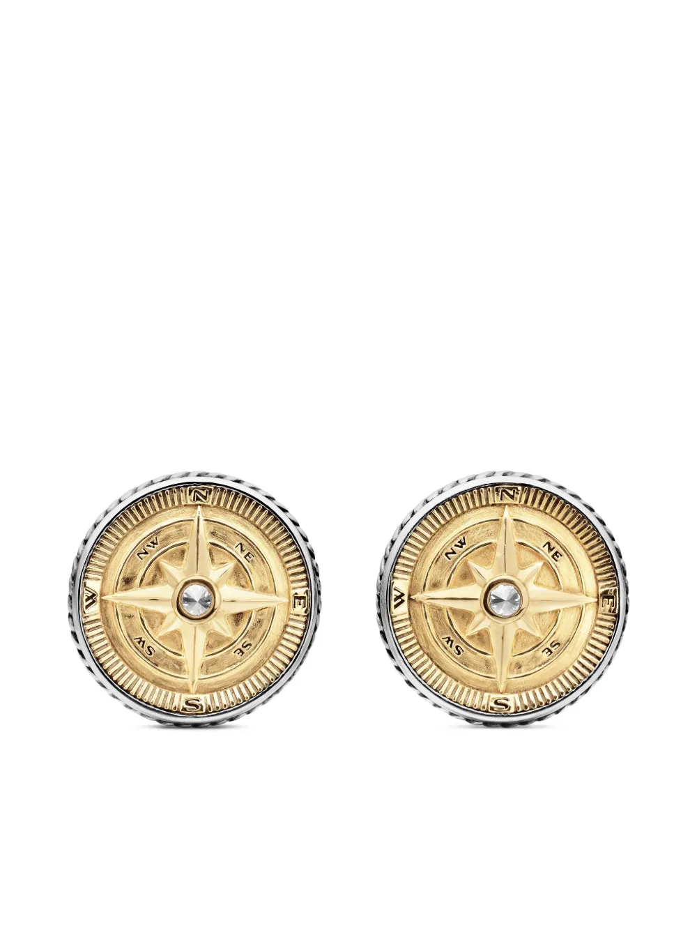 David Yurman 18kt yellow gold and sterling silver Maritime Compass diamond cufflinks (16mm) | Silver | Image 1
