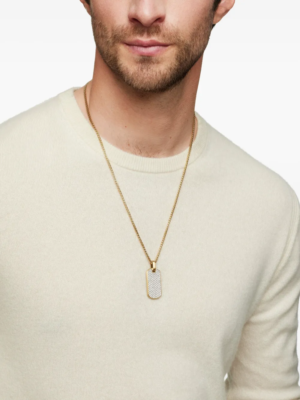 David Yurman 18kt yellow gold Chevron diamond tag (35mm) | Image 2