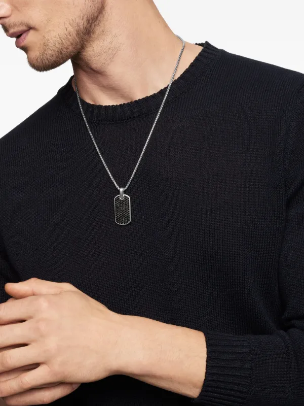 David Yurman Sterling Silver Chevron Diamond Tag (35mm) | Silver