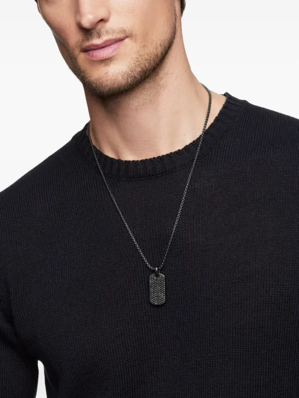 David Yurman Sterling Silver Chevron Diamond Tag (35mm) | Black