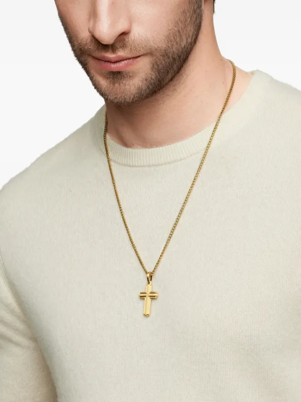 David Yurman 18kt Yellow Gold Deco Cross Pendant (34mm) | Gold