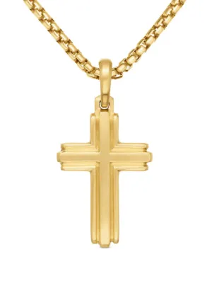 David Yurman 18kt Yellow Gold Deco Cross Diamond Pendant (34mm