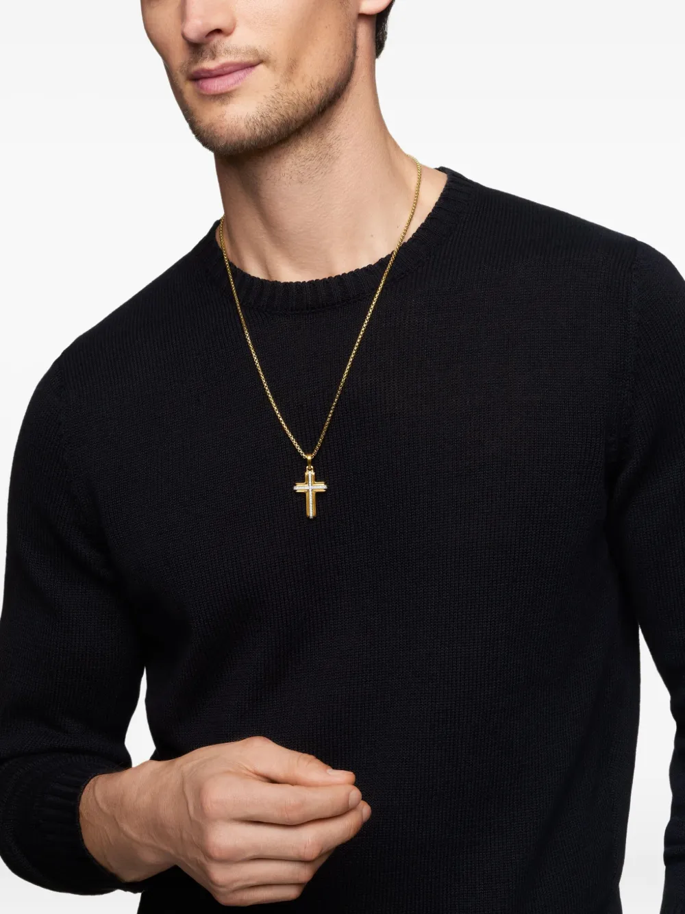 David Yurman 18kt yellow gold Deco Cross diamond pendant (34mm) | Image 2