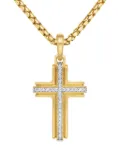 David Yurman 18kt yellow gold Deco Cross diamond pendant (34mm)