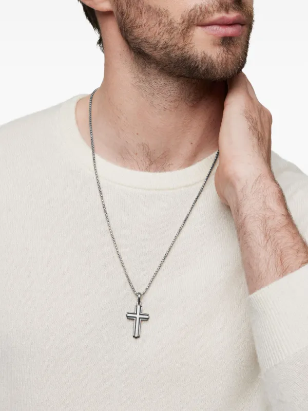 純銀　小倉正雄作　ペンダント　STERLING　SILVERチェーンCR5192 David Yurman Sterling Silver Deco Cross Pendant (34mm) | Silver