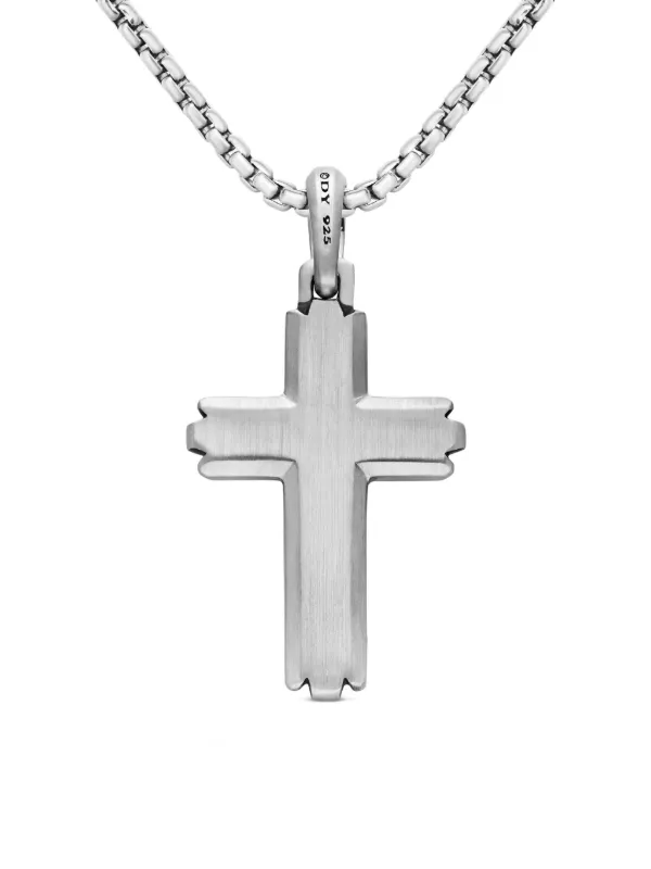 David Yurman Sterling Silver Deco Cross Pendant (34mm) Silver