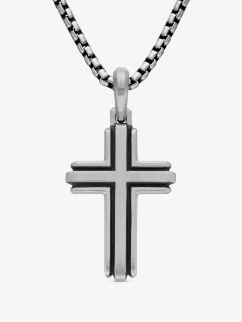 David Yurman 데코 크로스 스털링 실버 펜던트 34mm
