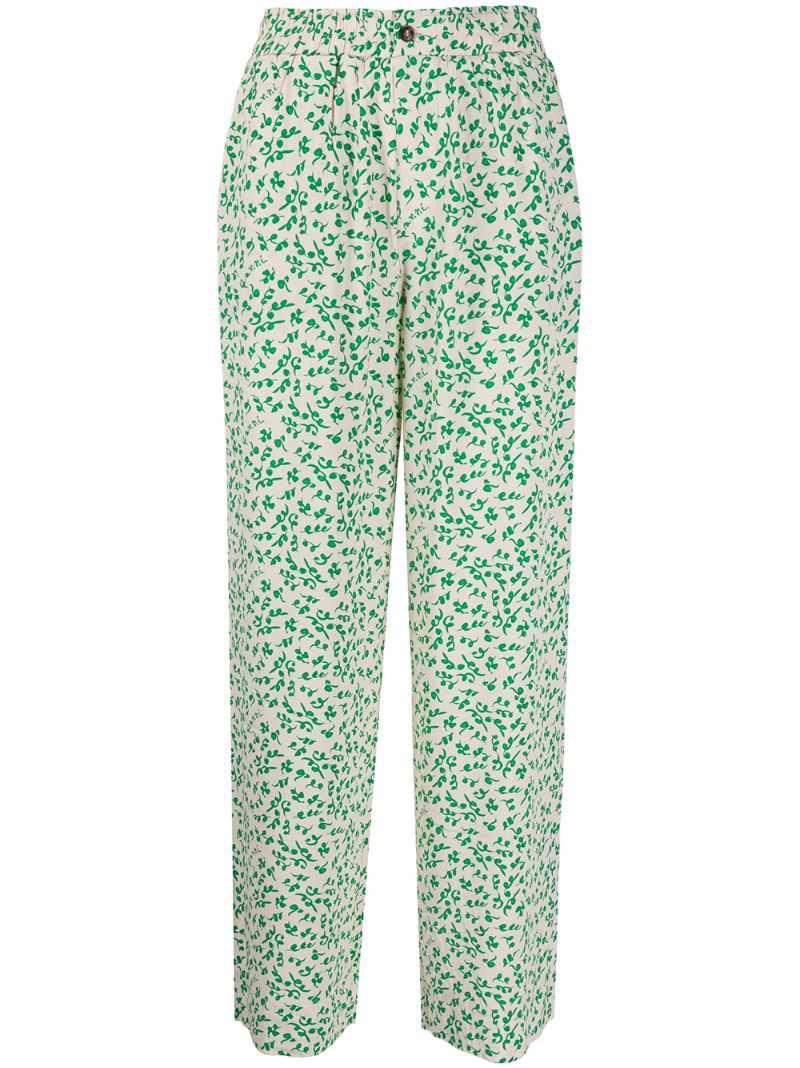 GANNI FLORAL PRINT LOOSE TROUSERS