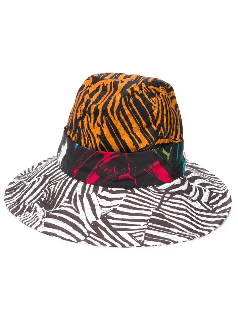 Missoni Colour Block Zebra Fedora Hat In Black