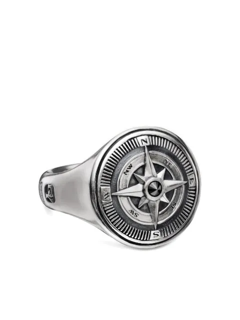 David Yurman sterling silver Maritime Compass black diamond signet ring