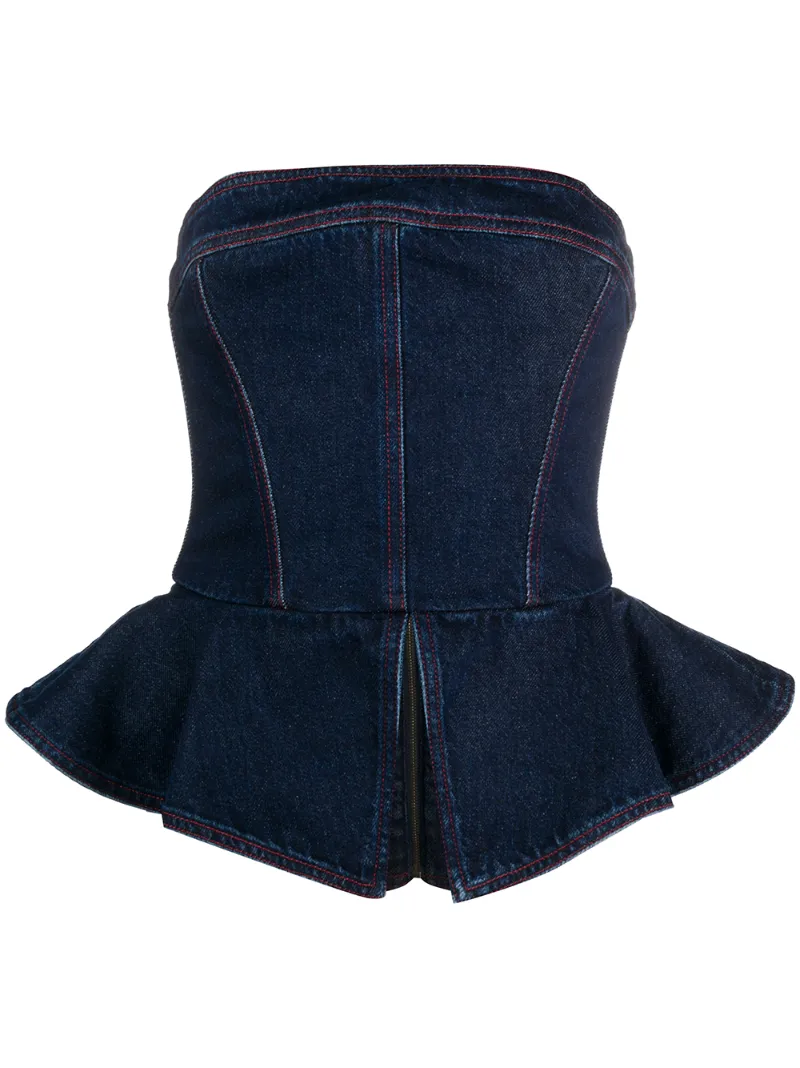 Philosophy Di Lorenzo Serafini Philosophy Denim Bustier Top In Blue