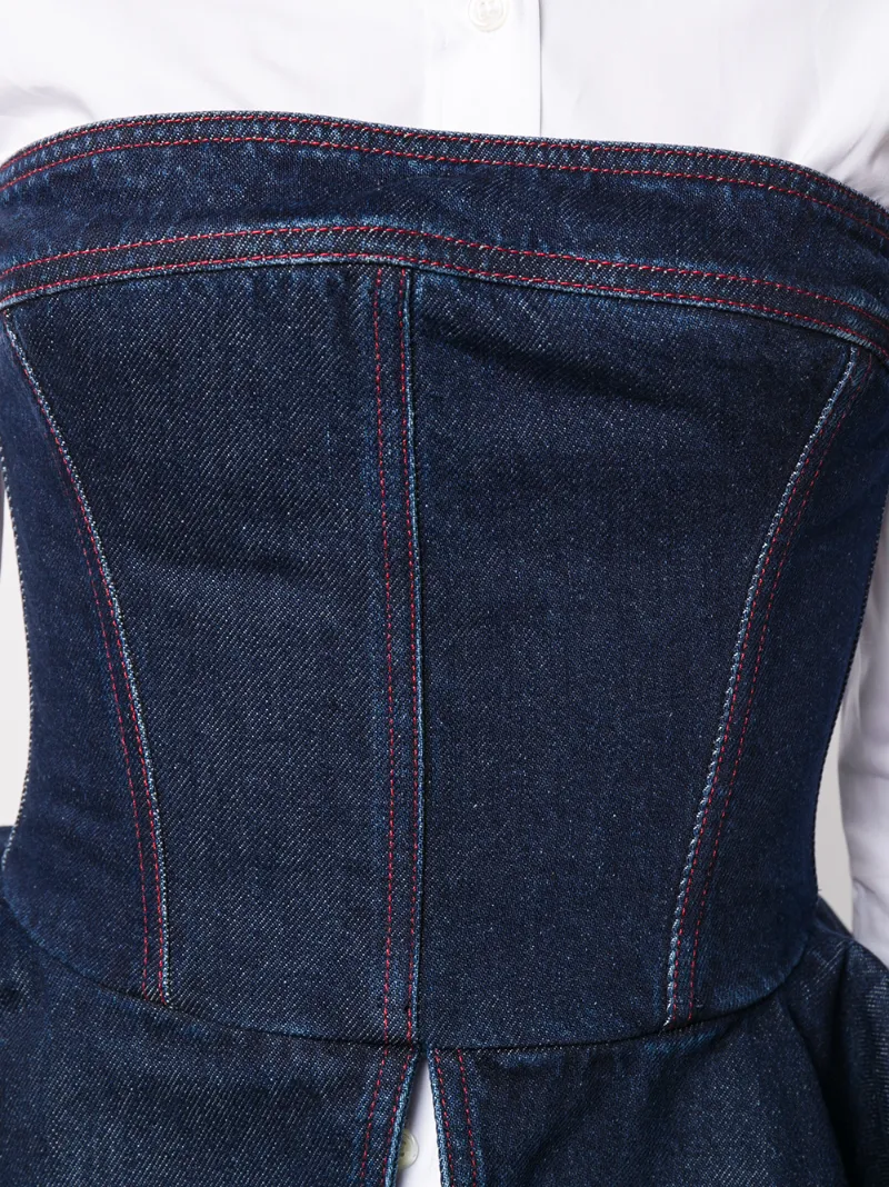 Philosophy Di Lorenzo Serafini Philosophy Denim Bustier Top In Blue