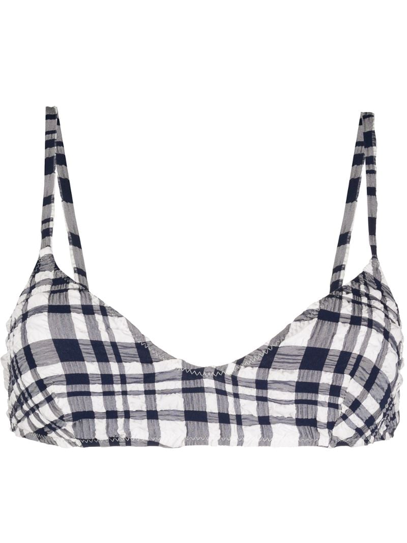 Solid & Striped Plaid Bikini Top In Blue