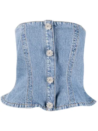 Shop blue GANNI denim corset with 