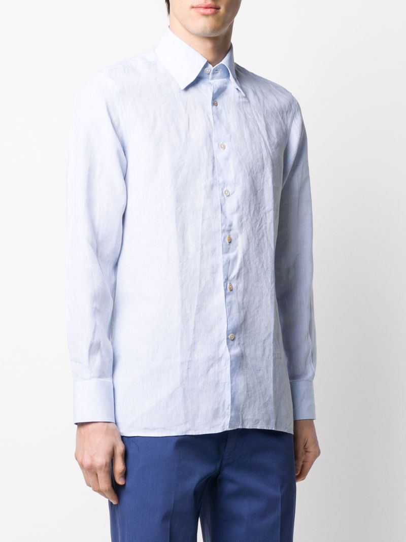 Shop Canali Lightweight Long Sleeve Shirt In Blue