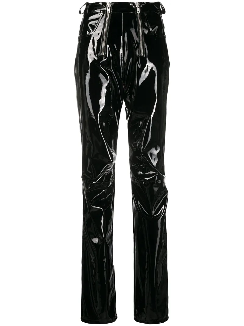 Gmbh Thor High-waisted Vinyl Trousers In Black | ModeSens