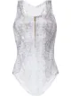 Image 1 of Heidi Klein zip-up snake-print swimsuit