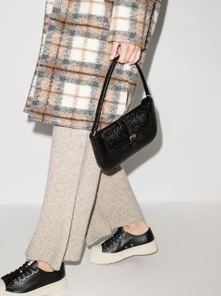 Black Miranda snake print leather shoulder bag展示图