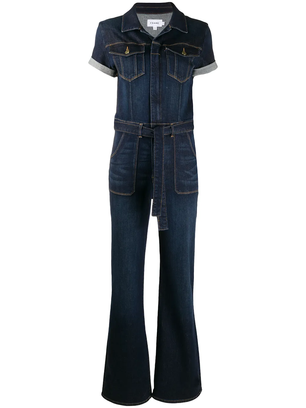 фото Frame belted denim jumpsuit