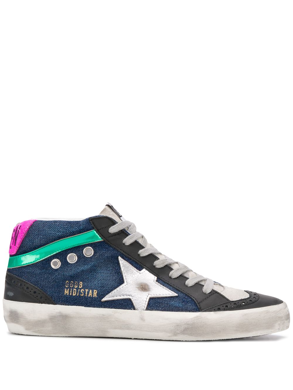 фото Golden goose mid-star lace-up denim sneakers